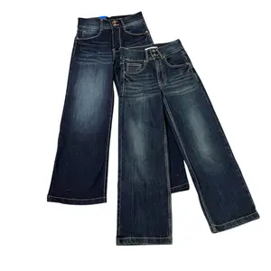 HAZEE - NAURA | celana jeans wanita loose highwaist kancing 2 bahan melar premium denim Kaki Panjang Nyaman Skena