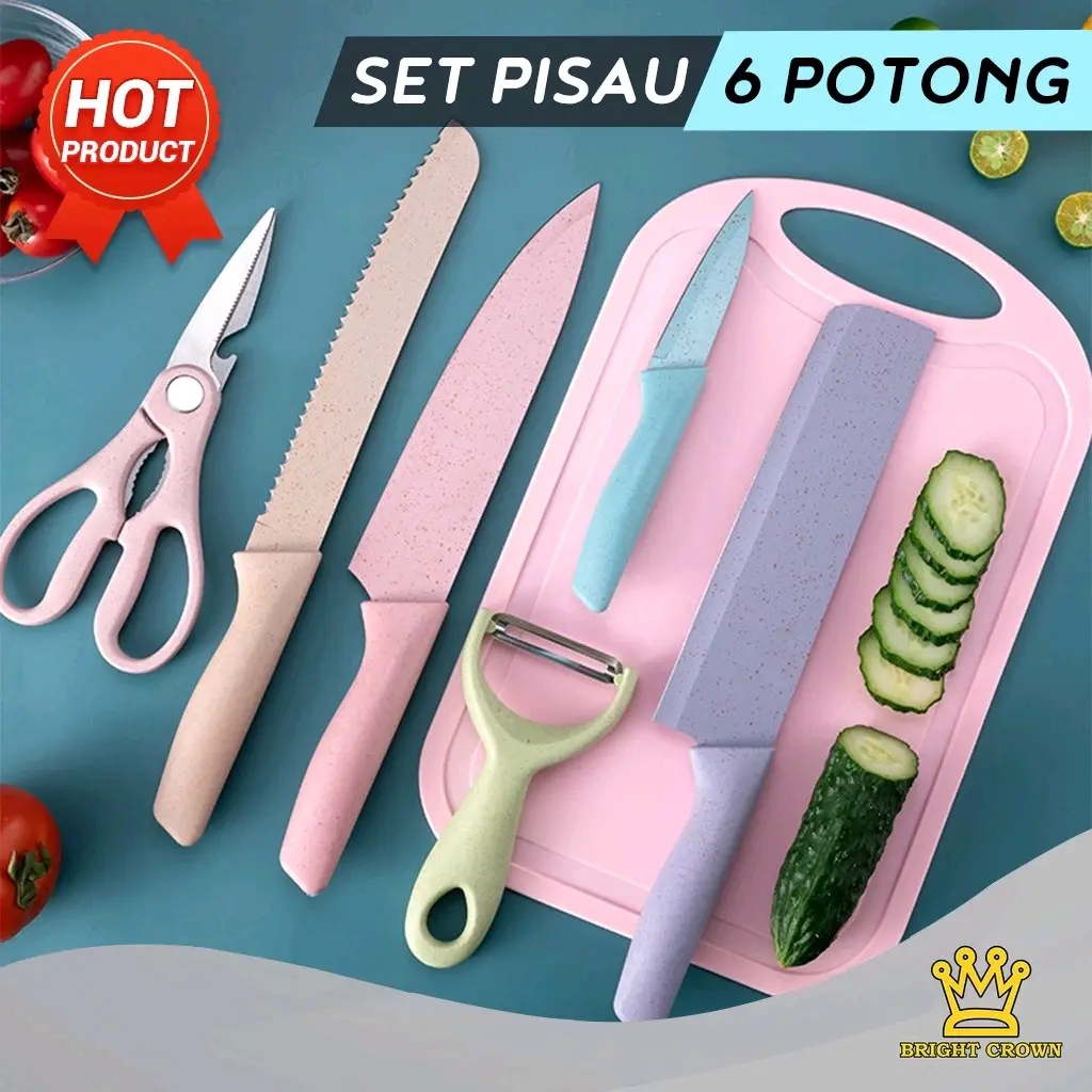 [FLASE SALE] 1 SET PISAU isi 6PCS Alat Dapur Stainless