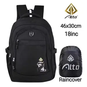 Tas Sekolah Alto Original Premium – Desain Keren, 4 Ruang, Laptop Pad, Saku Botol Kiri Kanan, Termasuk Raincover (45x30cm)