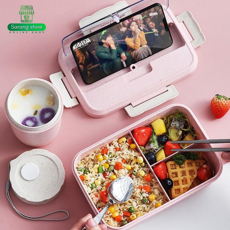 Tempat Makan Kotak Bekal Anak Sekolah TK SD Perempuan Laki Laki Lunch Box Set Tas Karakter Botol Minum Anti Tumpah 6