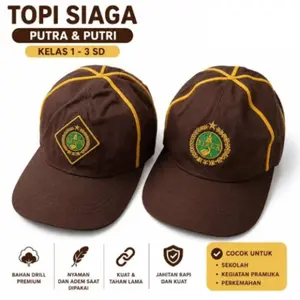 Topi Pramuka Siaga SD Putra Putri Bordir Premium