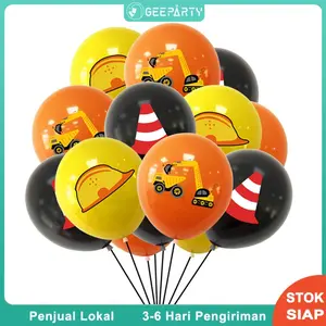 15 Pcs Balon Lateks Bertema Konstruksi Untuk Dekorasi Pesta Ulang Tahun Kendaraan Rekayasa