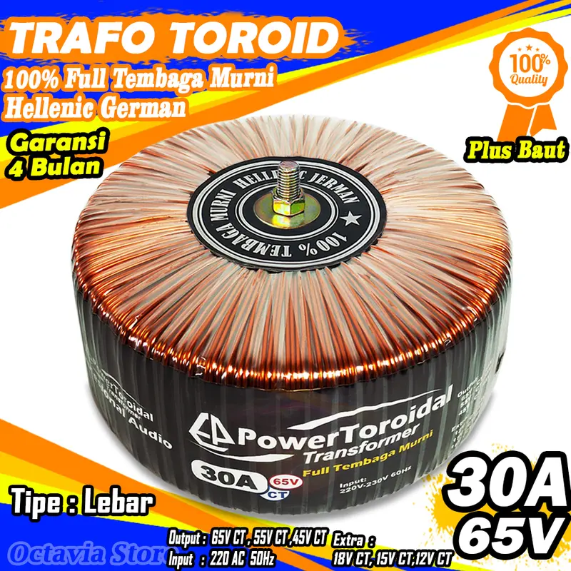 Trafo Toroid | Trafo Donat CT 65V 55V 30A (MURNI) Extra CT 12V 15V 18V Full Tembaga Murni Helecnic Jerman 2