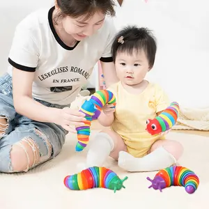 Bevavar Mainan sensorik bayi Ulat-ulat anak-anak Mainan berwarna pelangi Mainan lucu terbang Mainan berjalan Aman dan tidak beracun