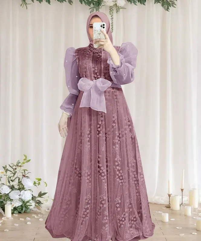 Dress Brukat Alysa Busui Dress Wanita Terbaru Dress Kondangan Wanita Fashion Muslimah Busana Muslim Wanita Bisa Cod 3