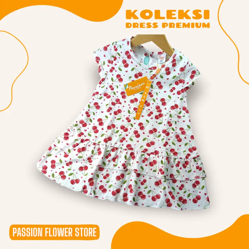 DRESS ANAK PEREMPUAN PREMIUM LENGAN PENDEK BY PASSION FLOWER  Anak-Anak USIA 1-8 TAHUN Katun 2