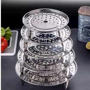 ALAS KUKUSAN STENLESS STEEL,KAKI TINGGI 7CM, TATAKAN KUKUSAN PLAT LUBANG STEMER MULTIFUNGSI KITCHENWARE Stainless Dapur