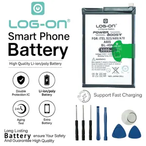 Baterai Log on BL-49NI Untuk Itel S23 / A50 / A69 / A70 / A60S / A80 / P55 NFC 4G BL49NI Power Boost 5000mAh Original 1 Tahun Garansi Battery Batre