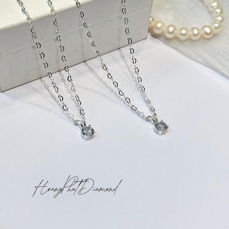 [ Hoàng Phát ] Trang Sức Dây Chuyền Bạc Ý 925 Dây Trái Tim 4T5 (45cm) Phối Mặt Một Hột Tai Thỏ 6li X.o.à.n Nam Mỹ Thời Trang Cho Nữ (P046) KHÔNG XI KIM