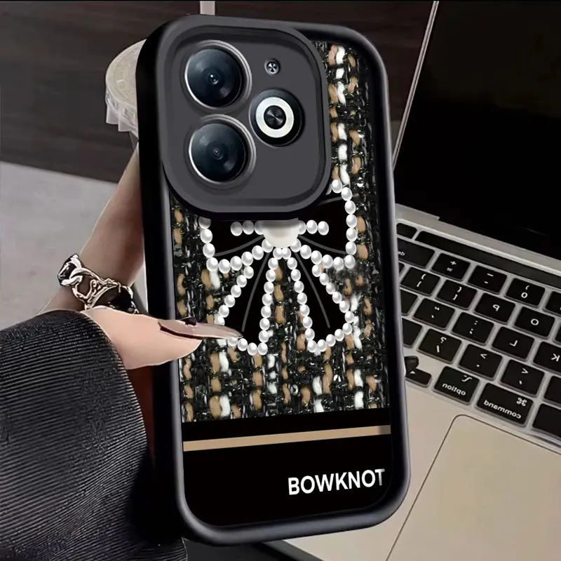 Casing Hp Infinix Smart 8 Tecno Pop 8 Spark Go 2024 Spark 20 Case pola perhiasan pita Kesing HP pelindung silikon ganda Softcase pelindung silikon baru Casing