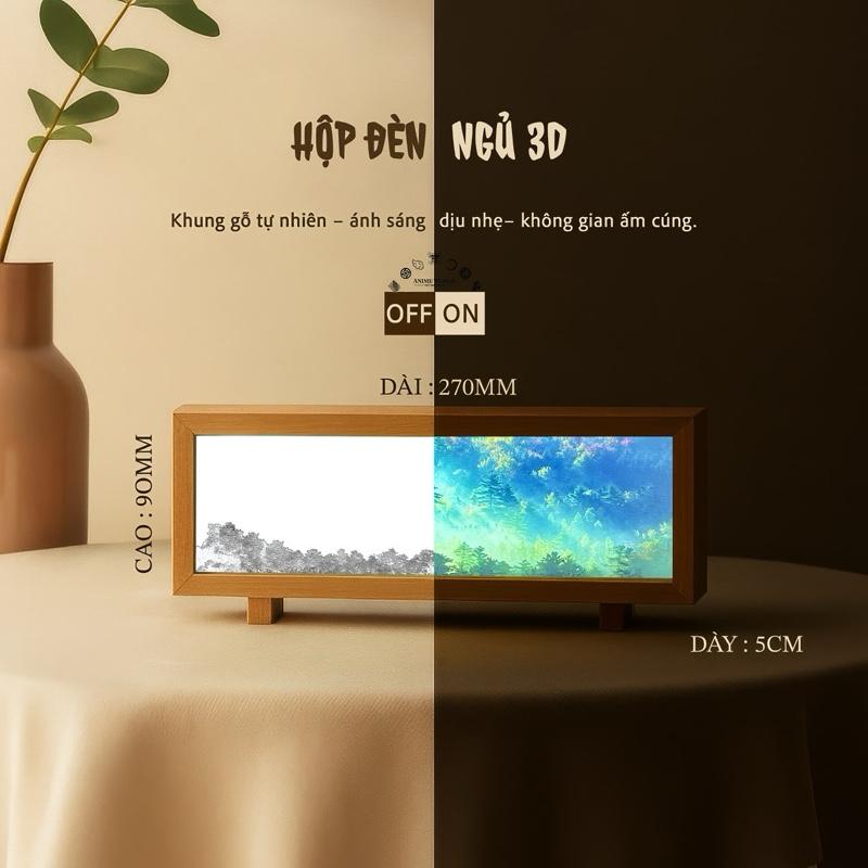 Hộp Đèn Ngủ 3D . Trang trí hình bóng sáng tạo decor phòng ngủ bàn làm việc .... Handmade - Gỗ tự nhiên .