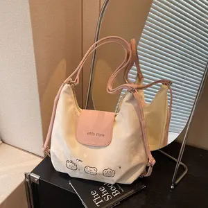 Tas wanita motif lucu tiga dalam satu dengan motif pink girly tas selempang bahu bertekstur sederhana kasual tas ransel serbaguna