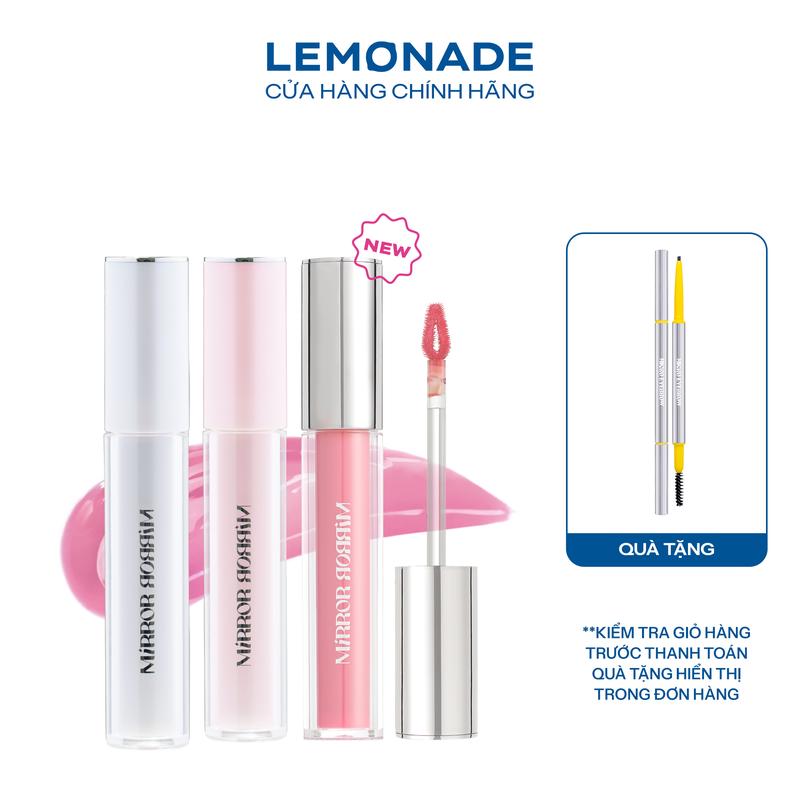 Combo 01 Son tint bóng không dính siêu lỳ Lemonade Mirror Mirror Water Tint 4g và 01 Chì kẻ mày siêu mảnh lâu trôi Lemonade Micro Eyebrow 0,1g