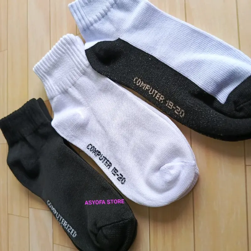 ISI 6 PASANG KAOS KAKI PUTIH TELAPAK HITAM POLOS UKURAN ANAK SD/KAOS KAKI PENDEK COWOK DAN CEWEK UNTUK ANAK SD/KAOS KAKI ANAK SD UKURAN DI ATAS MATA KAKI Fashion 5