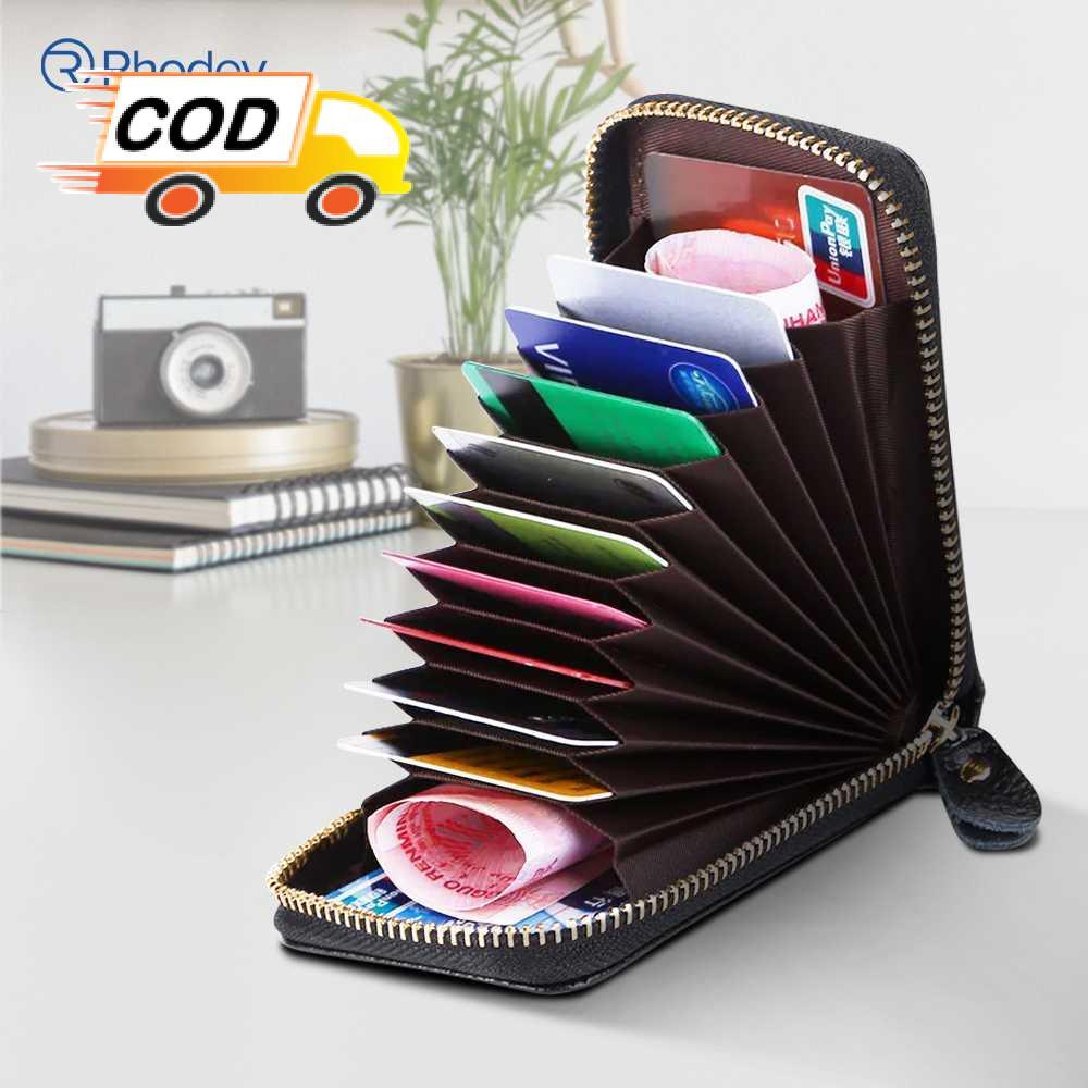 Dompet Kulit Pria Travel 11 Slot untuk Kartu Kredit ATM KTP Uang Warna Hitam