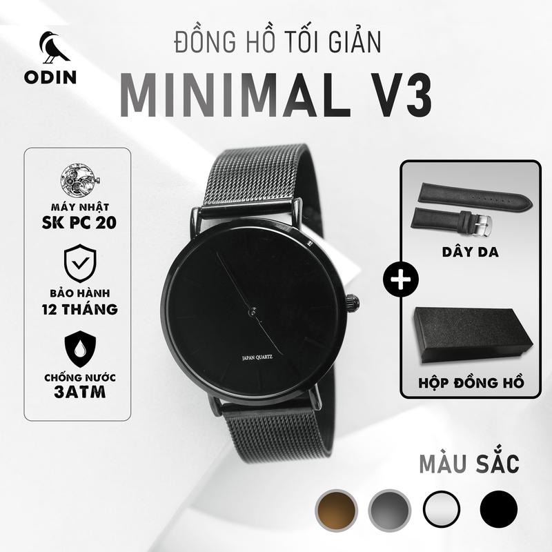 Đồng hồ Nam ODIN Minimal V3 - Phong cách tối giản mỏng 8mm - Máy Nhật SK PC20 - chống nước 3ATM - Bảo hành 12 tháng - Tặng Kèm Vòng Tay Hoặc Dây Đồng Hồ Ngẫu Nhiên