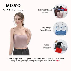 Misso Kode BR361 Tank top Atasan Cewek BH Croptop Polos Include Cup Busa Wanita Basic Bra Panjang