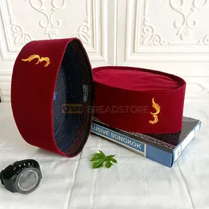 Peci Songkok Kopiah Polos LOGO KUJANG BORDIR tinggi 9cm Murah berkualitas - Peci pria anak dan dewasa model terbaru - Kopeah sitam merah logo kujang BISA BAYAR DI TEMPAT COD muslim nyaman Hitam Motif