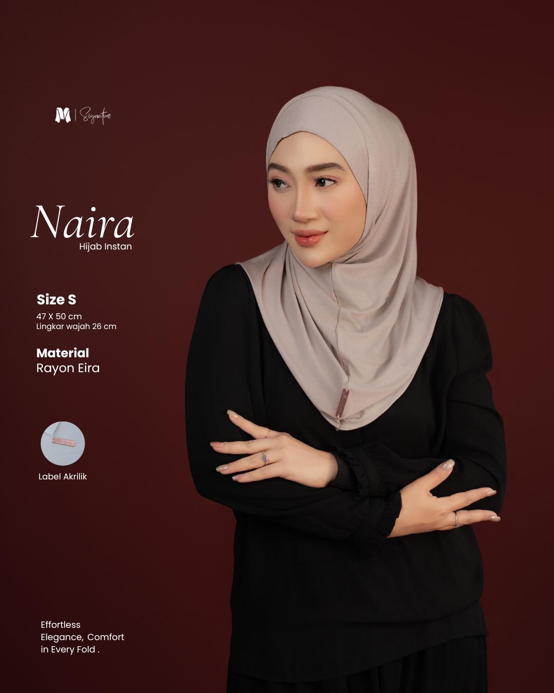 MACCERA SIGNATURE Hijab Instan Kaos Rayon Kerudung Bergo Instan Size S Rayon Eira - Bergo Naira