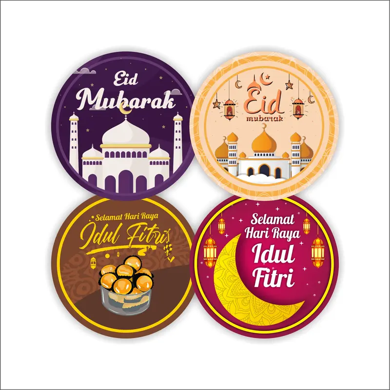 [20pcs] Sticker Bulat Label Cookies Stiker Segel Toples Lable Dus Packaging Kue Kering Ramadhan Idul Fitri Lebaran 0