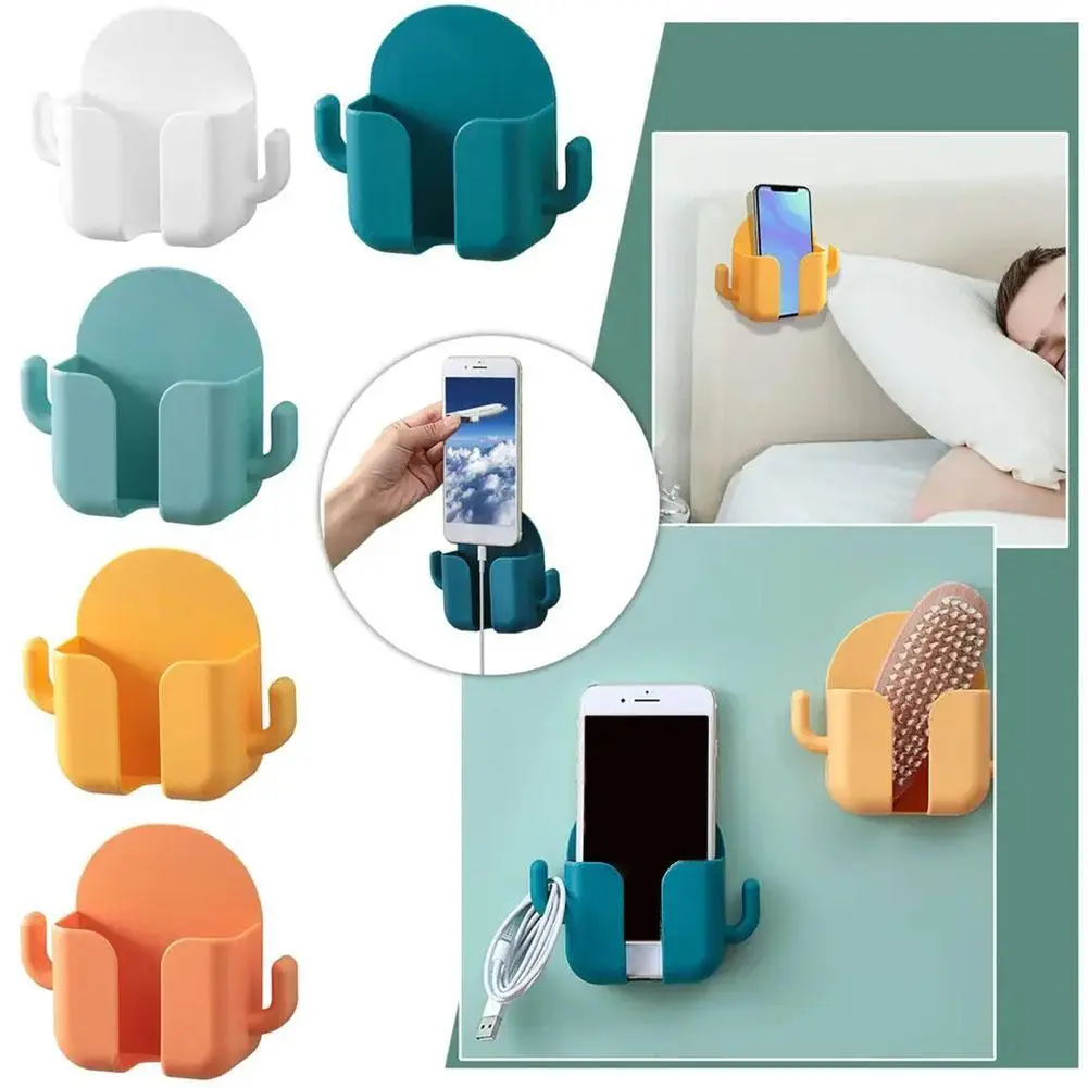 Giá Đỡ Điện Thoại Treo Tường Có Móc, Dụng Cụ Sắp Xếp Điều Khiển Từ Xa, Giá Đỡ Sạc Điện Thoại Di Động R4X6