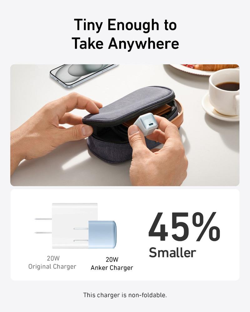 Product Introduction of Anker 511 Charger (Nano Pro), 20W PIQ 3.0 Durable Compact Fast Charger, USB C Charger  (200-240V) 13
