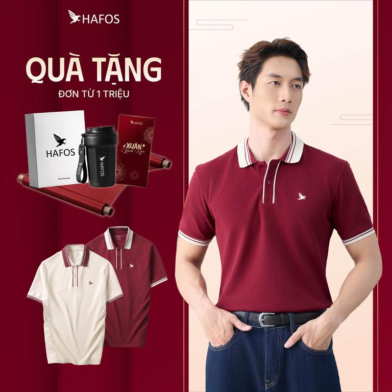    NEW   Áo polo nam tay ngắn REDDY HAFOS. Áo polo màu đỏ nổi bật Chất Liệu Smart Pique Dày Dặn Sang Trọng 