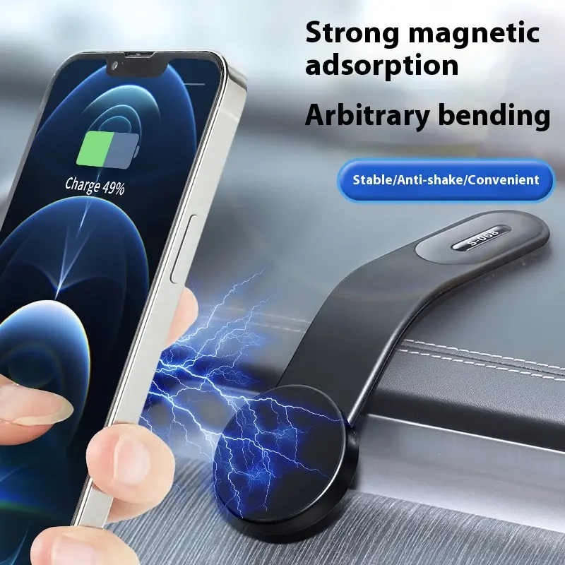 Car mounted magnetic mobile phone holder navigation magsafe 90 degree flexible floating screen anti shake central control universal