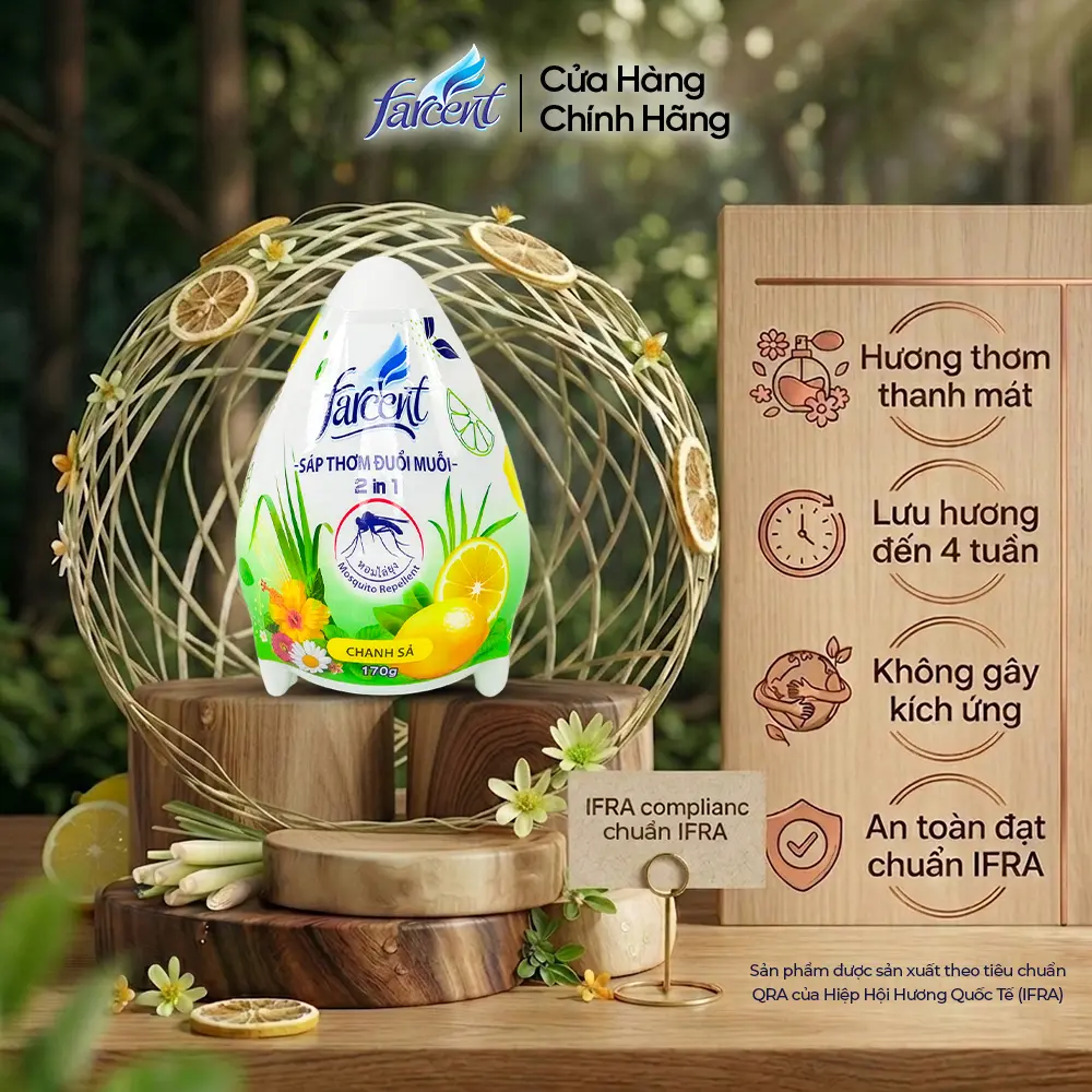 Sáp thơm phòng đuổi muỗi, khử mùi hôi hình trứng Farcent 170g  (5 hương thơm lựa chọn)
