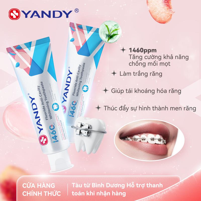 Kem Đánh Răng Chỉnh Nha Fluoride YANDY Để Chỉnh Sửa Răng Niềng Răng Đặc Biệt Để Chống Vi Khuẩn Kem Đánh Răng Fluoride Cao Để Làm Trắng Và Loại Bỏ Hôi Miệng 130g Kem Đánh Răng