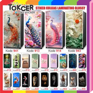 STIKER Kulkas LAMINATING GLOSSY Motif MERAK/IKAN KOI/KELINCI/HARIMAU/KUDA/SINGA/DINOSAURUS