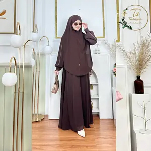 Tsurayaa Salwa - Qaireen Set Syar'i - Ceruty Lembut Baju Wanita Dewasa Nyaman & Mewah dengan Desain Elegan dan Modern Busui Friendly