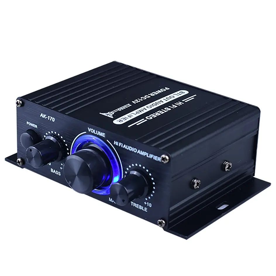 【Selangor stock】HiFi Audio Amplifier 200W+200W 2-CH Power Amp with RCA Input Power Amplifier with Blue LED Lights