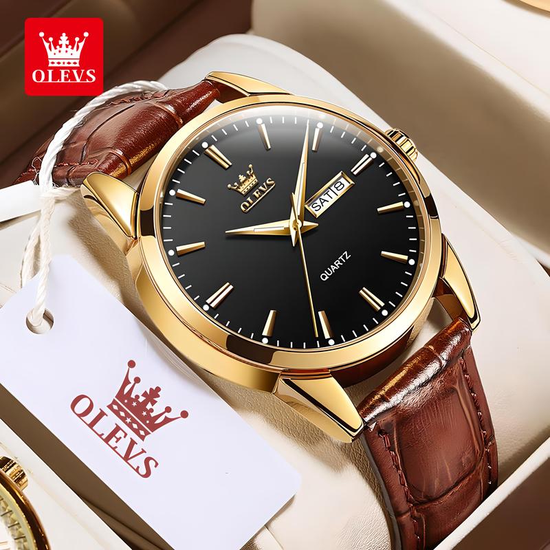 OLEVS Jam Tangan Pria Original Anti Air Tahan Kulit Analog Men - Shop ...