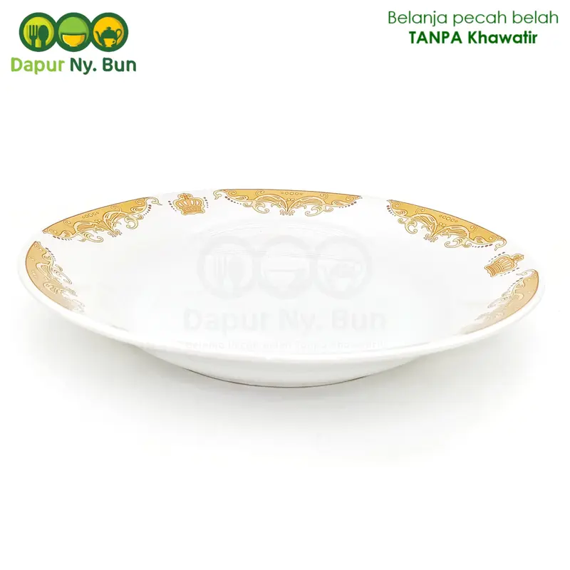 1 Buah Piring Makan Besar Motif Mahkota Ukuran 9 Inch 1