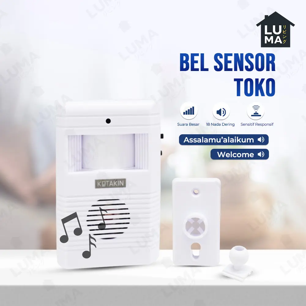 Bel Sensor Gerak Wireless Pintu Toko Rumah Anti Maling Suara Welcome Assalamualaikum Ringtone