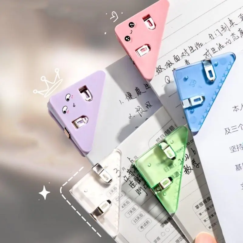 Multifunctional transparent corner clips, triangular file folders for test papers and books, stationery, A4 paper, ticket storage and organization clips 4