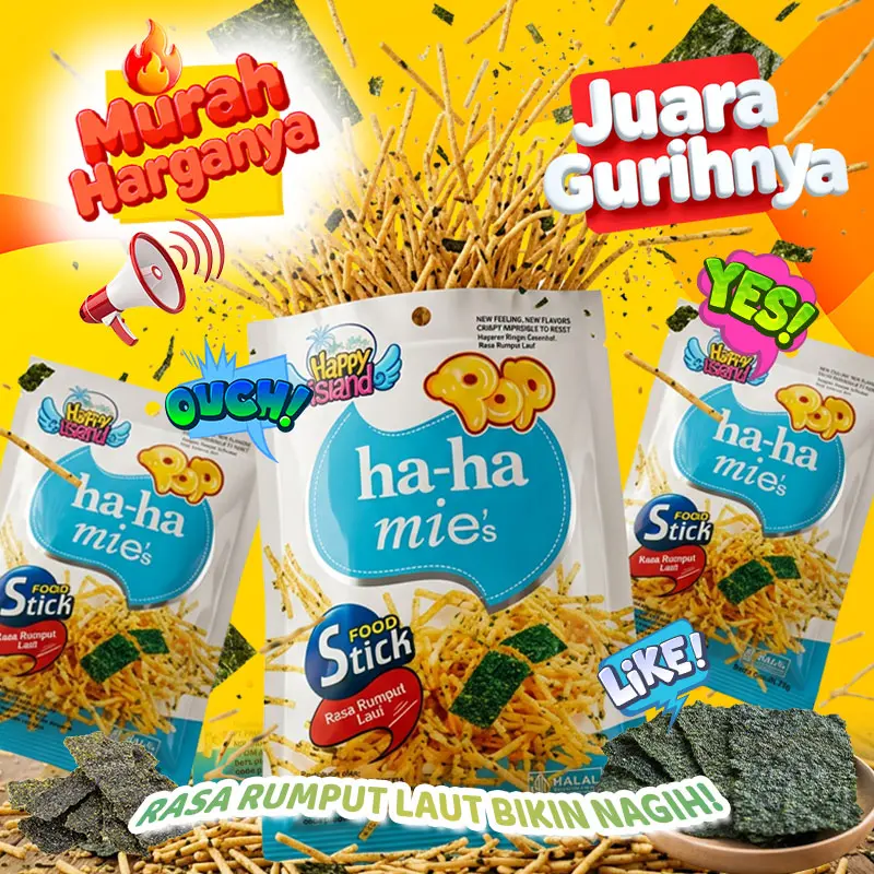 (HALAL) HAHAMIE Rumput Laut 15gr Food Snack Keripik Goreng Crispy Kripik Pedas Seaweed Cemilan