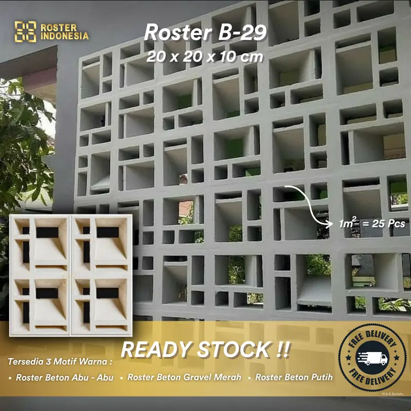 Roster Dua Sisi, Roster Beton Dua Sisi, Ukuran 20 x 20, Roster Indonesia 5