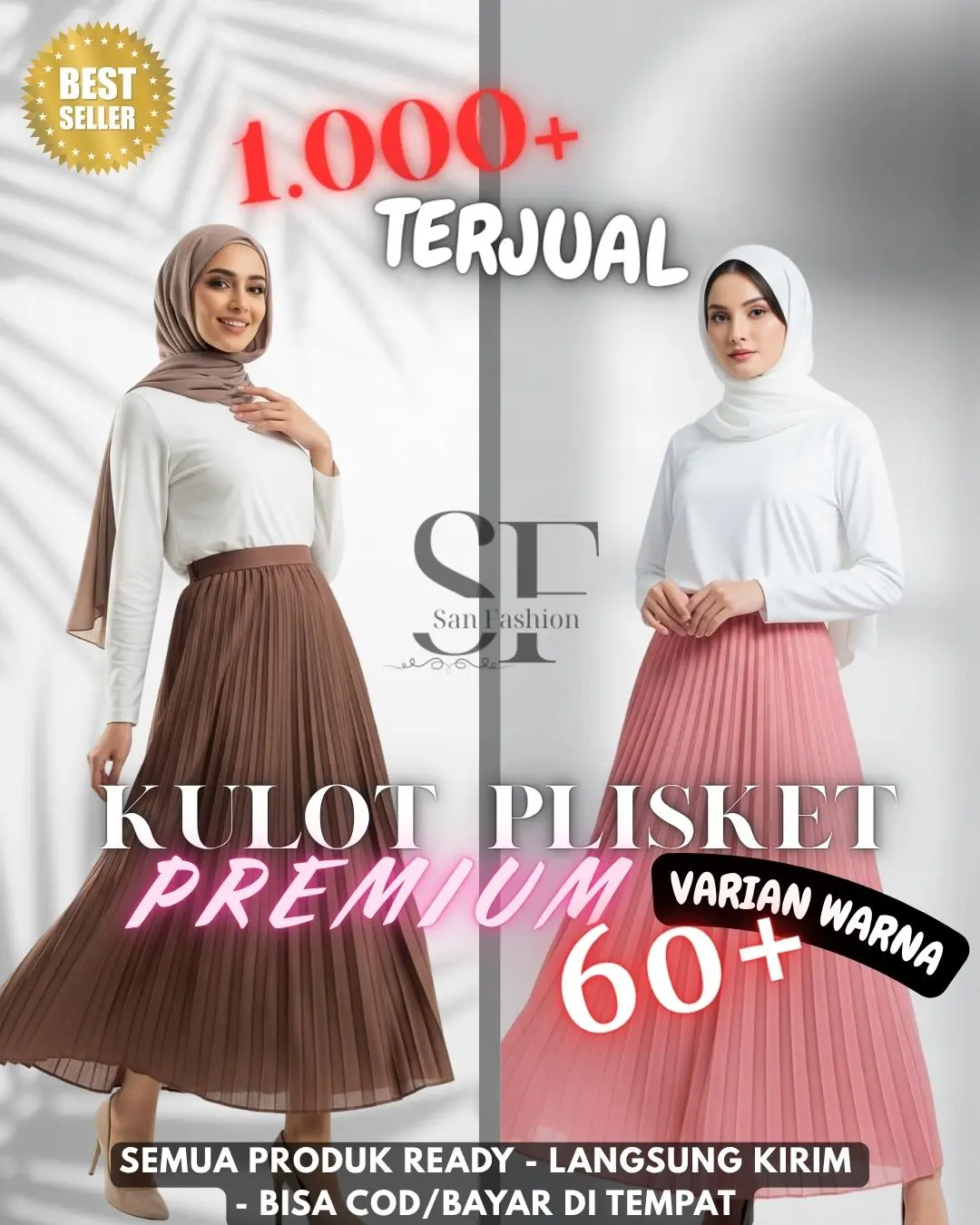 KULOT PLISKET PREMIUM- BAWAHAN PLISKET WANITA Fit Karet Panjang Rempel Celana Dewasa
