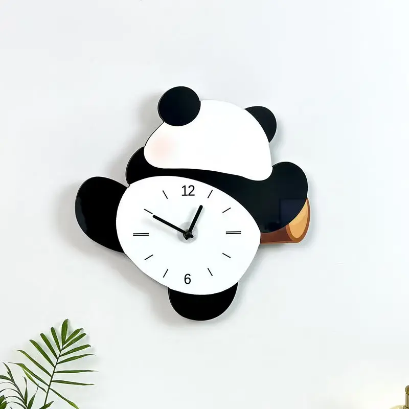 Swing Panda Cartoon Creative Decorative Wall Mute Clock Living Room Children's Room Bedroom Personalized Clock Wall Clock