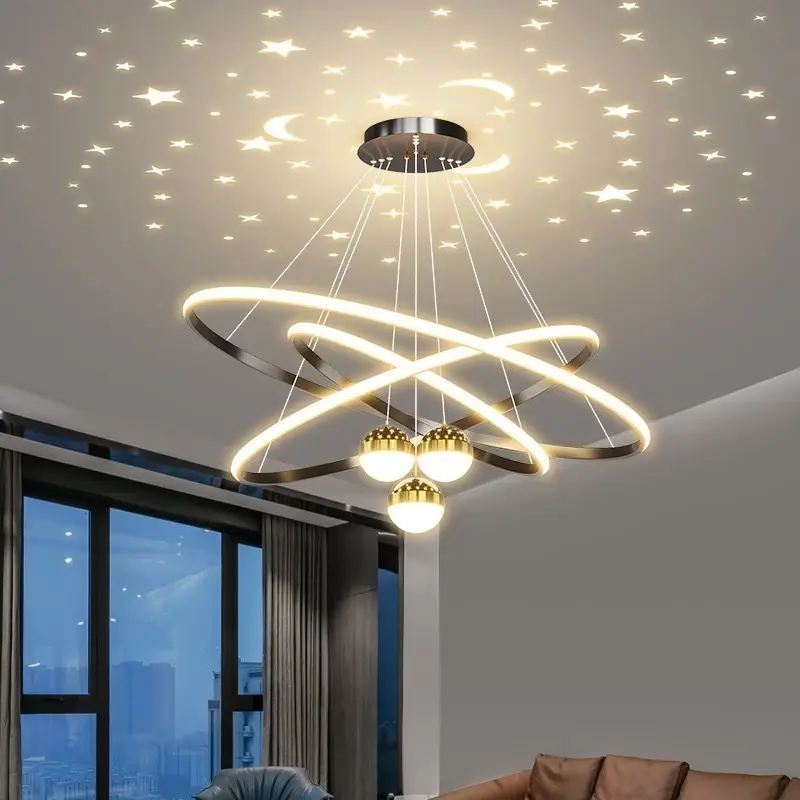 Led 3 Warna  Nordik Kristal Lampu Gantung   Minimalisme proyeksi chandelier  Restoran Ruang Tamu kamar tidur Koridor  Dekoratif Mewah 5