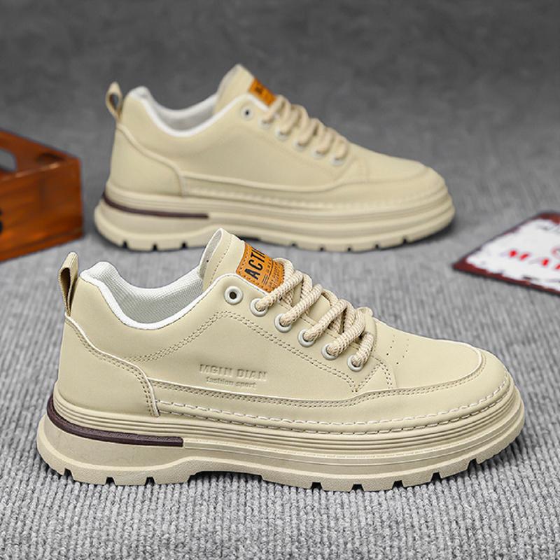 Giày nam - Giày sneaker da PU kem, đen thời trang, trẻ trung O8 Shoes