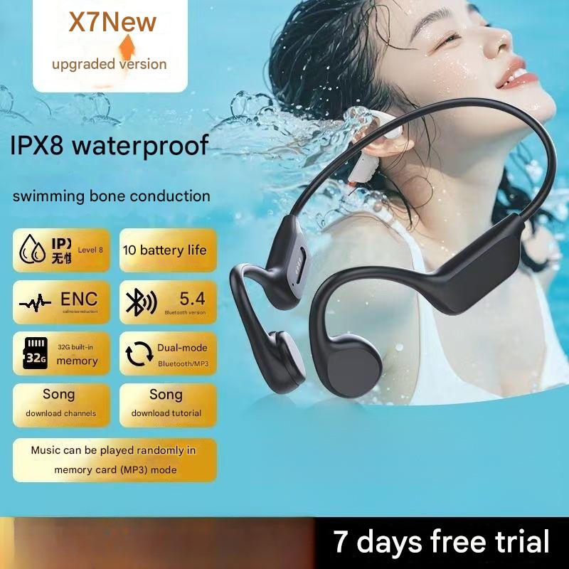 Private Model S10 Bone Conduction Waterproof Swimming Headphones – Wireless Open-Ear Professional Sports Headphones