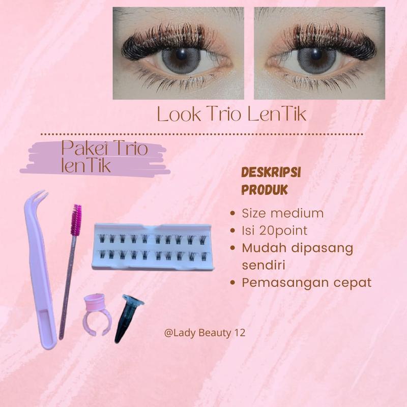 Bulu Mata Eyelash Extension Waterproof dengan Paket Lengkap Trio Mini Lentik - Bulumata 1