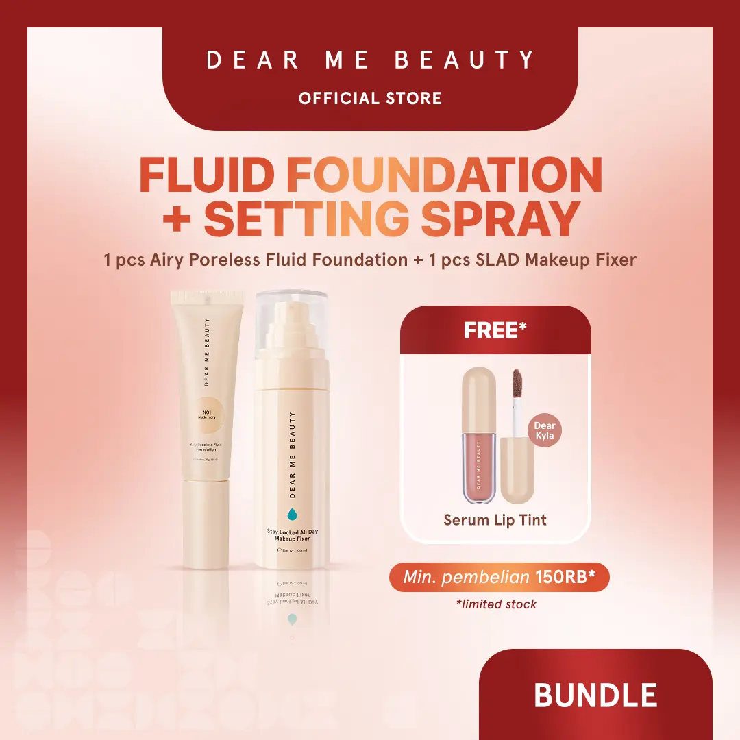 [BUY 1 GET 1 FREE] Airy Poreless Fluid Foundation Free Serum Concealer N00 ATAU Free Setting Spray [Belanja 150rb Free Dear Kyla]