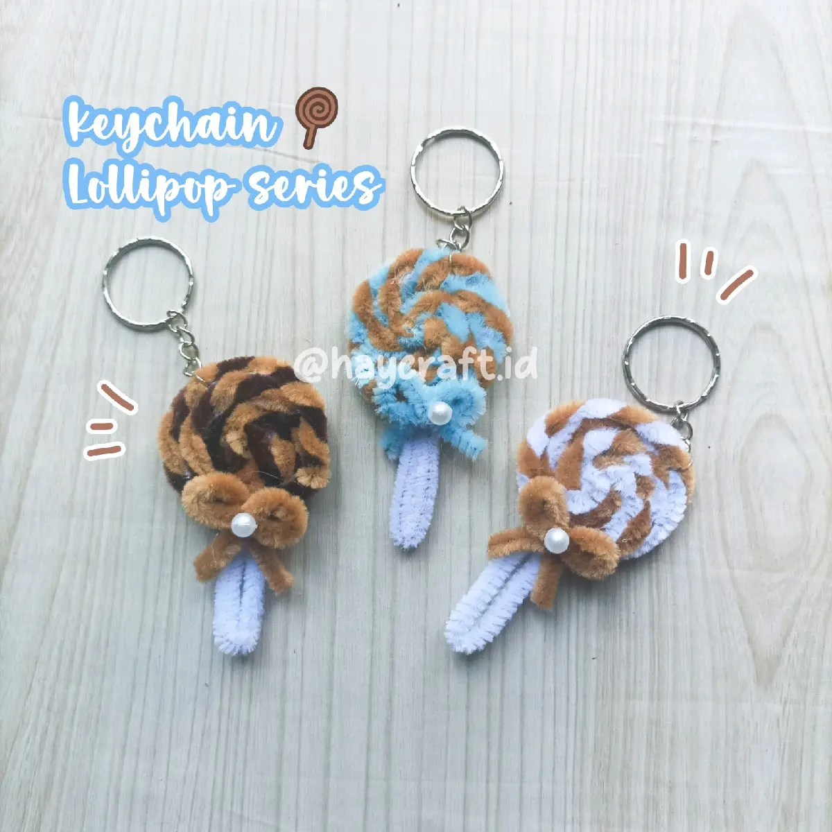Gantungan Kunci Keychain Lolipop Kawat Bulu Pipe Cleaner Aksesoris Hiasan Ganci