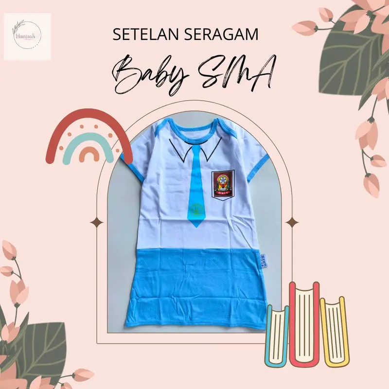 Setelan seragam sekolah baby cewek size M Katun 2