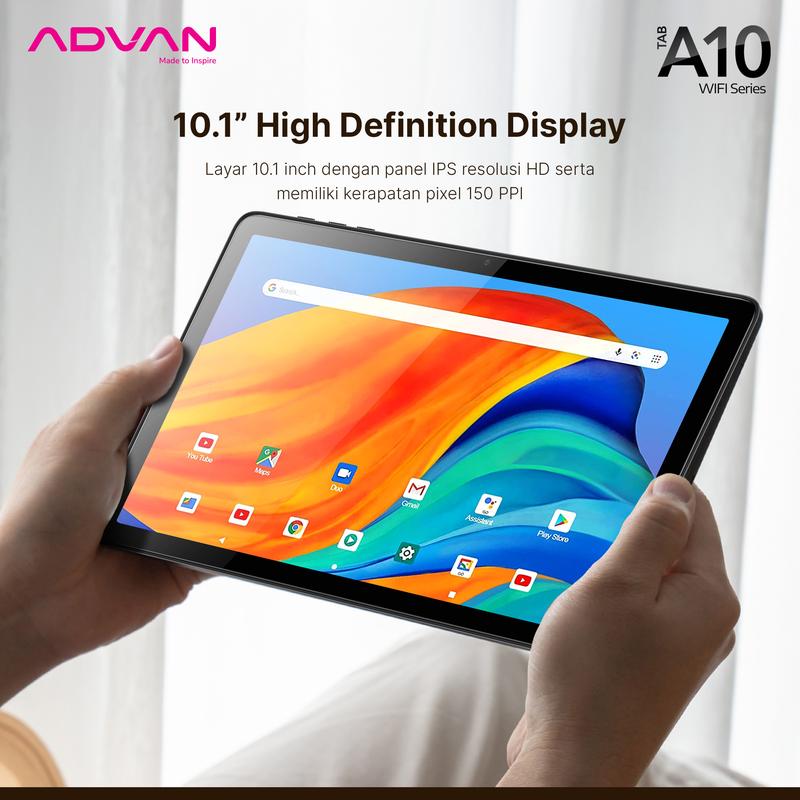 ADVAN TAB A10 Wifi 4GB/64GB 10.1” inch Octa Core IPS Screen Tablet Android 14 5000mAh 4