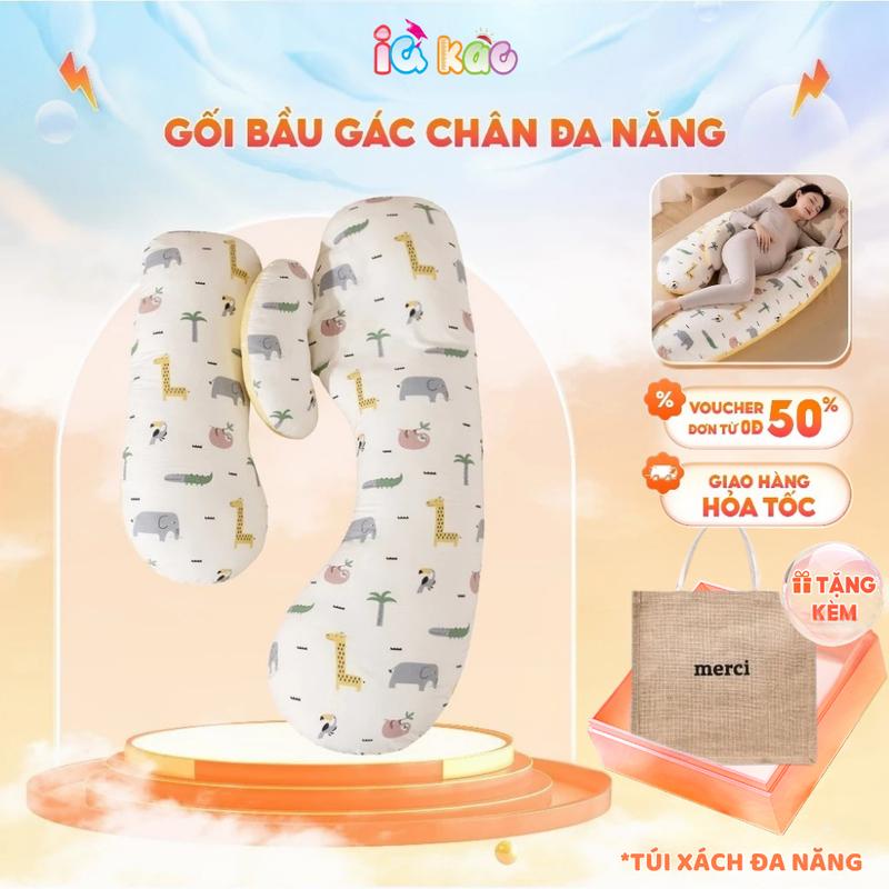 Gối ôm bà bầu IQ Kao BI04 cao cấp thiết kế công thái học cải thiện giấc ngủ đỡ bụng gác chân vỏ gối vải an toàn